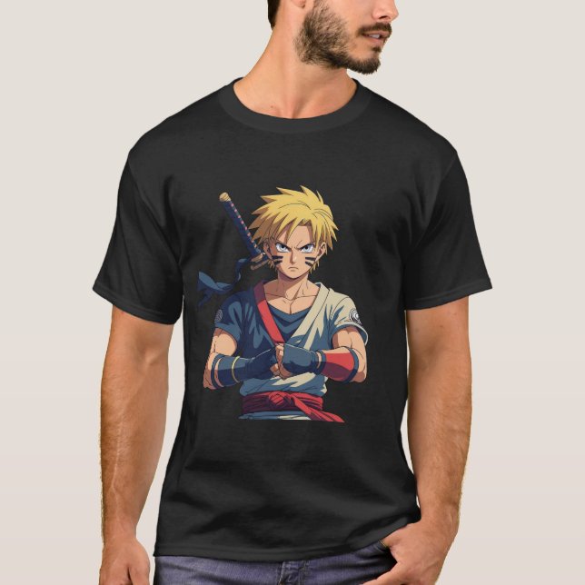 Epic Anime Warrior T-Shirt – Electric Blade Style (Front)