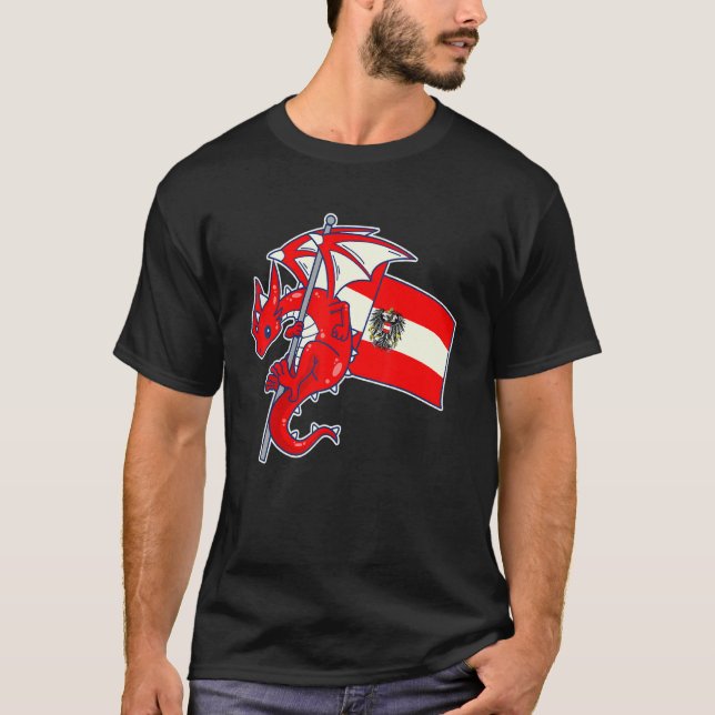 Epic Austrian Dragon  Proud Austria Flag T-Shirt (Front)
