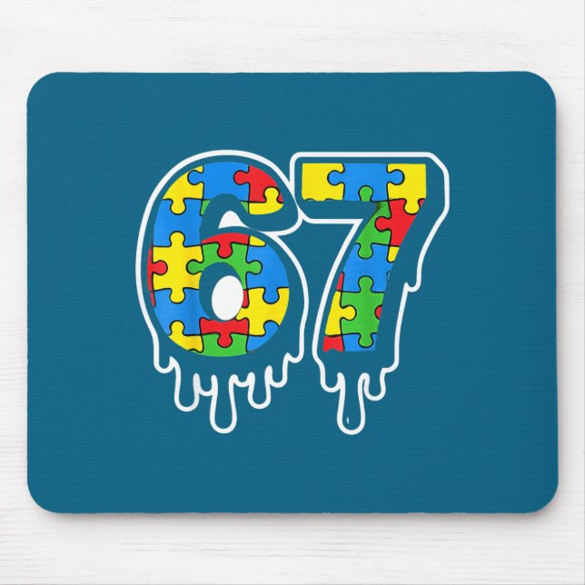 Epic Autism Six Seven Drip 67 Number Mouse Mat (Front)