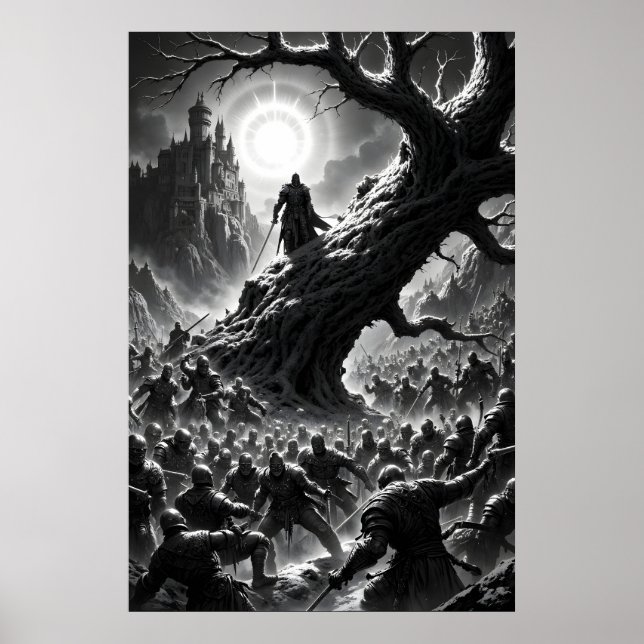 Epic battle scene with mediaeval warriors under poster (Front)