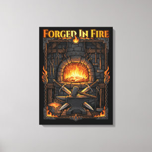 Epic Blacksmith Forge Anvil & Swords Fantasy Art Canvas Print