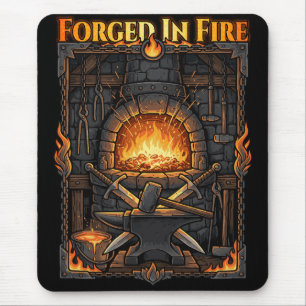 Epic Blacksmith Forge Anvil & Swords Fantasy Art Mouse Mat
