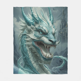 Epic Blue Storm Dragon Fleece Blanket