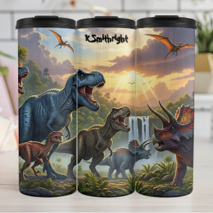 Epic Dinosaur Valley Waterfall Sunset Thermal Tumbler