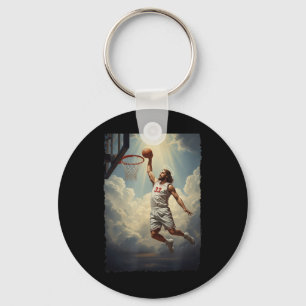Epic Divine Dunking Jesus On The Holy Basketball C Key Ring