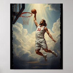 Epic Divine Dunking Jesus On The Holy Basketball C Poster