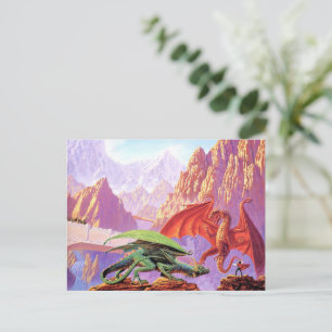 Epic Dragon Fight Postcard – Mythical Battle Art