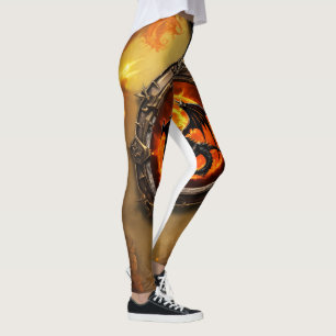 "Epic Dragon Flame Pendant Leggings – Ignite Your 