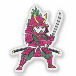 Epic Dragon Fruit Samurai Warrior Katana Illustrat