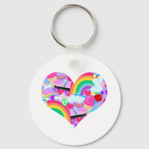 Epic Eighties Explosion Heart Key Ring