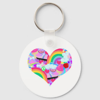 Epic Eighties Explosion Heart Key Ring
