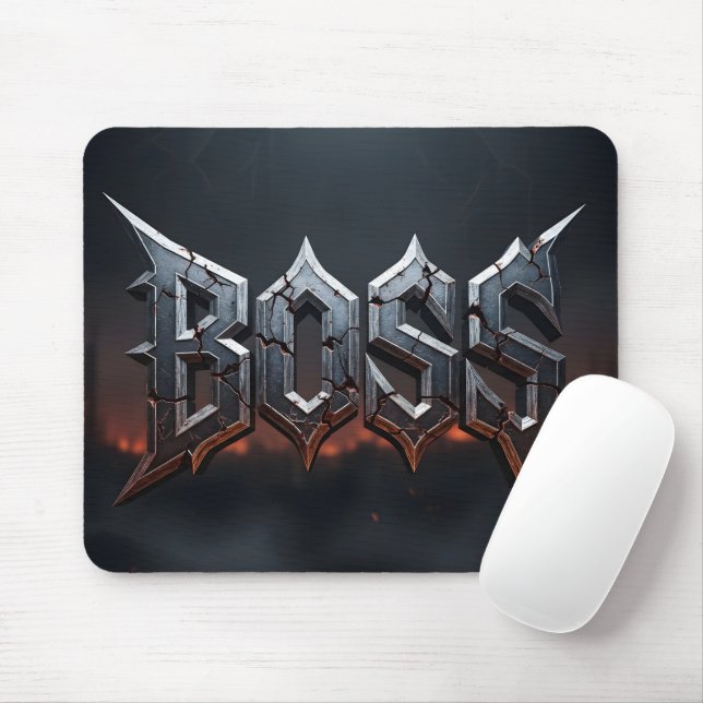 Epic Fantasy BOSS Distressed Iron Metal Mouse Mat (With Mouse)