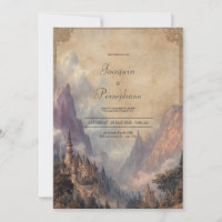 Epic Fantasy Mountain Castle Antique Frame Wedding
