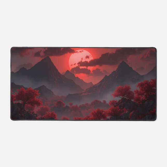 Epic Fantasy Red Sun Landscape Desk Mat  (Front)