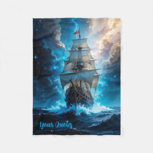 Epic Fantasy Sailing Ship Storm Ocean Fleece Blanket