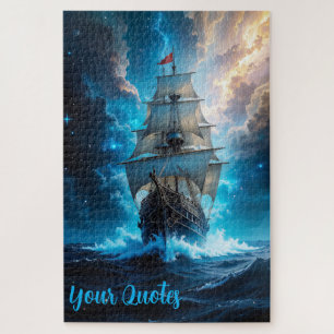 Epic Fantasy Sailing Ship Storm Ocean Jigsaw Puzzle