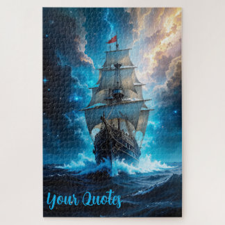 Epic Fantasy Sailing Ship Storm Ocean Jigsaw Puzzle