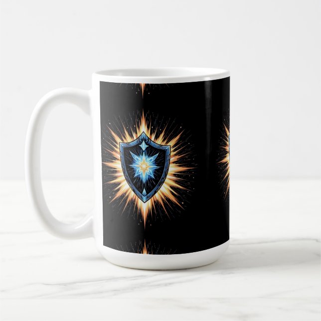 Epic Fantasy Shield with Radiant Energy Burst – Ma Coffee Mug (Left)