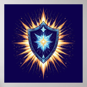 Epic Fantasy Shield with Radiant Energy Burst – Ma Poster