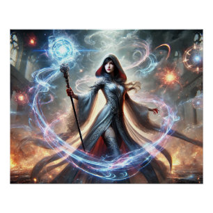 Epic Female Wizard Battle Posters Magic Power