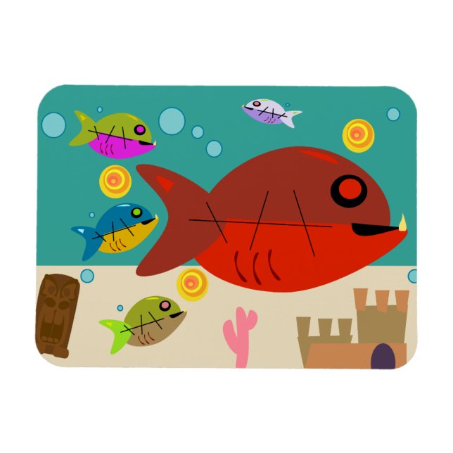 Epic Fifties Retro Cartoon Fish Tank Art Design Magnet (Horizontal)