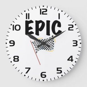 Epic Finish Line Checkered Racing Flag Large Clock
