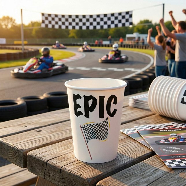 Epic Finish Line Checkered Racing Flag Paper Cups (Creator Uploaded)