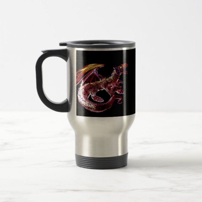Epic Fire-Born Fantasy Ruby Red Dragon Adventure  Travel Mug (Left)