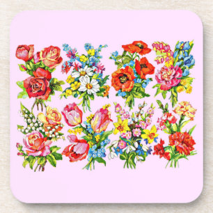epic floral flower collection print coaster