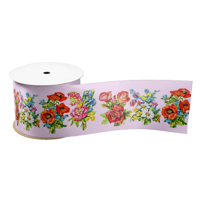 epic floral flower collection print satin ribbon (Spool)