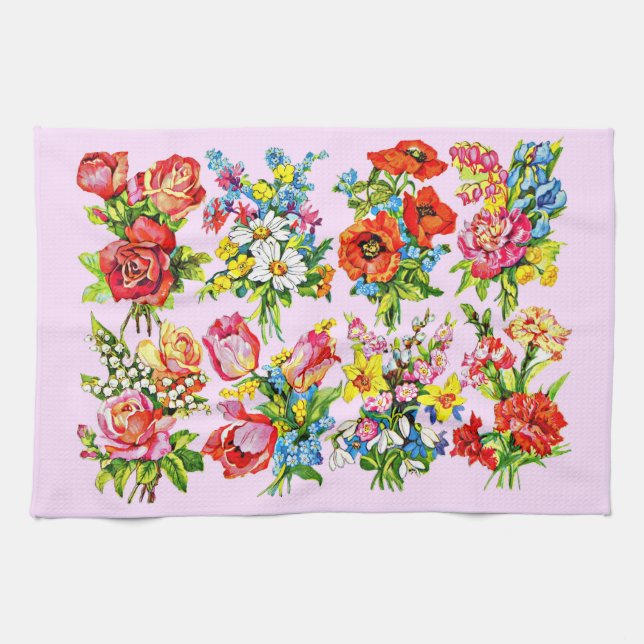 epic floral flower collection print tea towel (Horizontal)