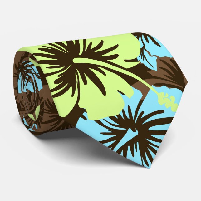 Epic Floral Hibiscus Hawaiian Necktie (Rolled)