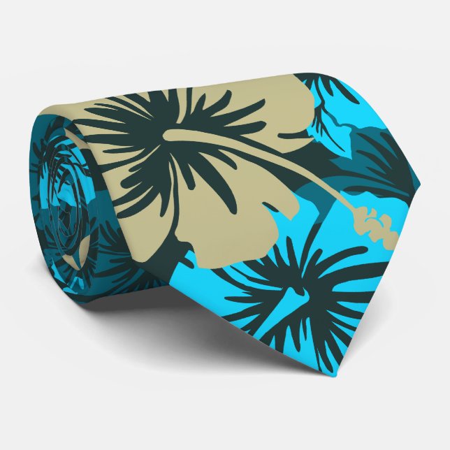 Epic Floral Hibiscus Hawaiian Two-sided Printed Tie (Rolled)