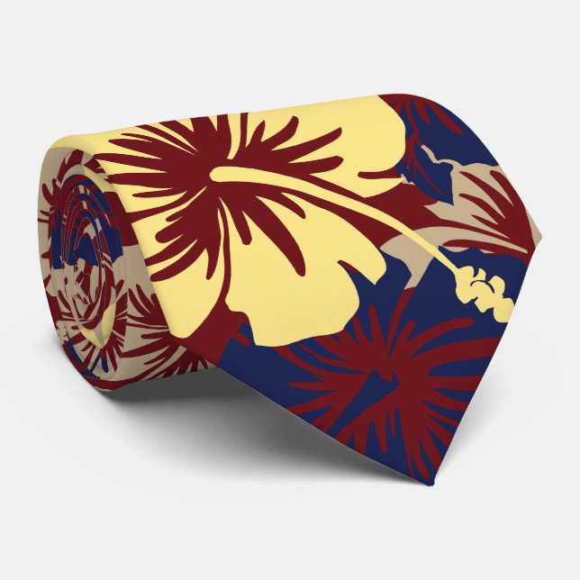 Epic Floral Hibiscus Hawaiian Two-sided Printed Tie (Rolled)