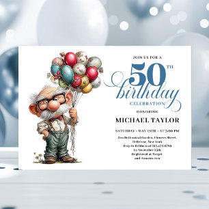 Epic Funny Man 50th Bash Whimsical Party Invite