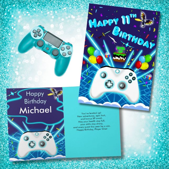 Epic Gamer Happy 11th Birthday Card Critical Hit! (Creator Uploaded)