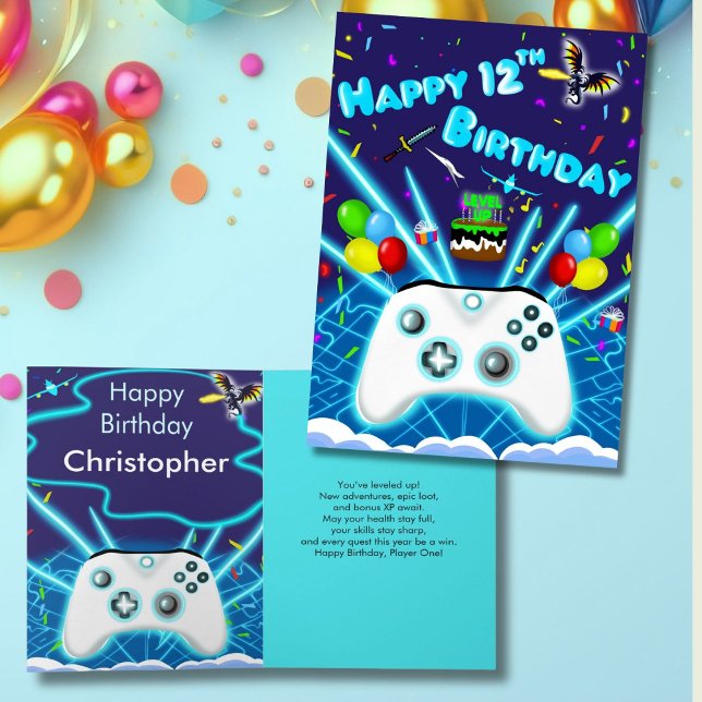 Epic Gamer Happy 12th Birthday Card Critical Hit! (Creator Uploaded)