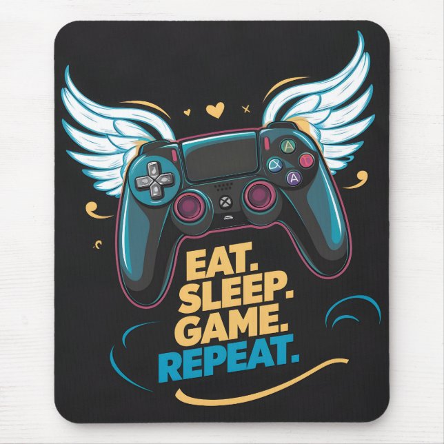 Epic Gaming Gear.  Eat. Sleep. Game. Repeat. Winge Mouse Mat (Front)