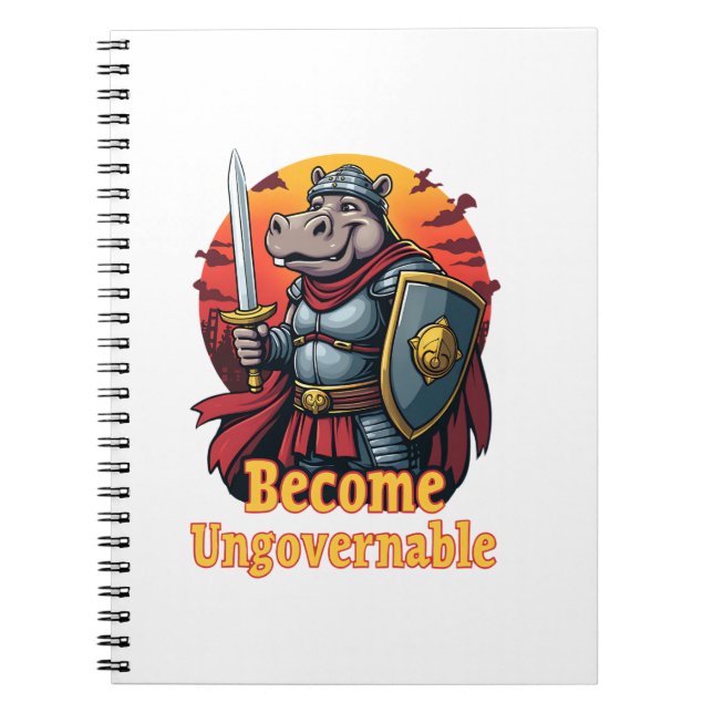 Epic Gladiator Warrior Moo Deng Hippo Become Ungov Notebook (Front)