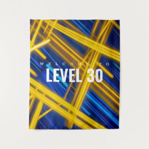 Epic Glowing Yellow Cyan Light Trails Cyberpunk Tapestry