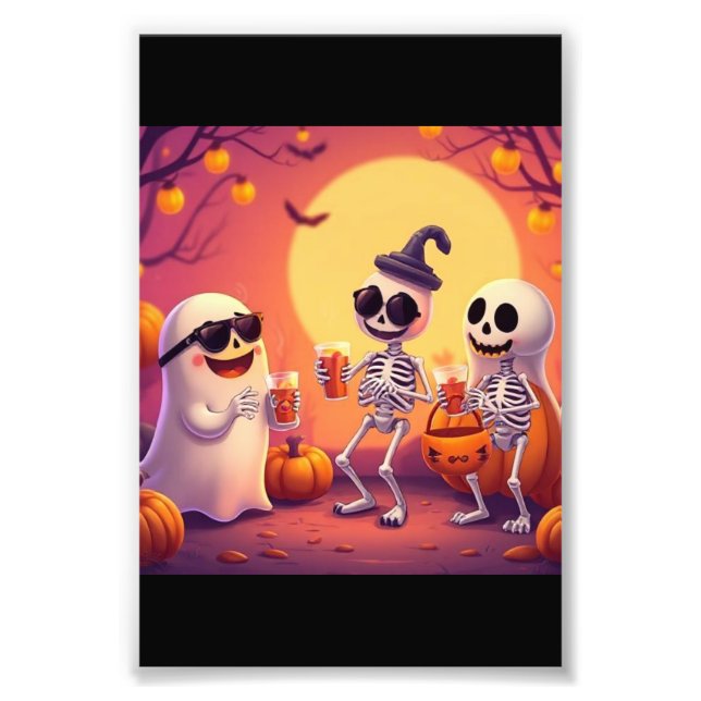 Epic Halloween – Cute Ghosts, Pumpkins & Skeletons Photo Print (Front)