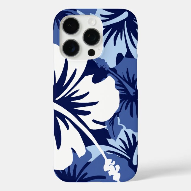 Epic Hibiscus Floral Hawaiian Navy White Case-Mate iPhone Case (Back)