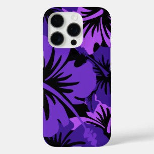 Epic Hibiscus Floral Hawaiian Purple Black iPhone 16 Pro Case