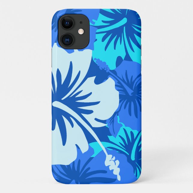 Epic Hibiscus Floral Hawaiian Royal Blue Case-Mate iPhone Case (Back)