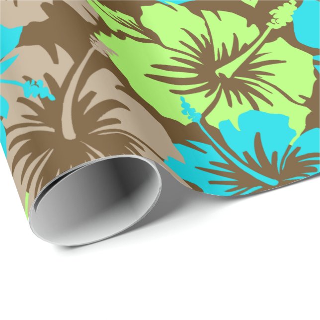 Epic Hibiscus Floral Hawaiian Wrapping Paper (Roll Corner)
