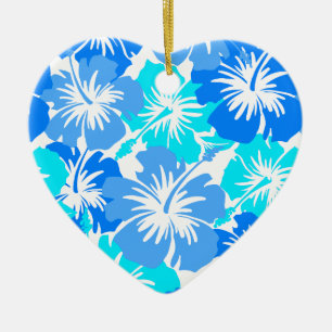 Epic Hibiscus Hawaiian Floral Aloha Shirt Print Ceramic Tree Decoration