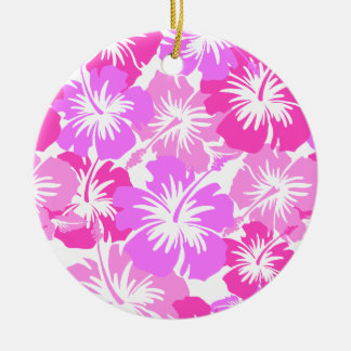 Epic Hibiscus Hawaiian Floral Aloha Shirt Print Ceramic Tree Decoration