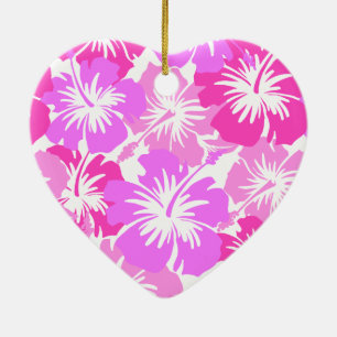 Epic Hibiscus Hawaiian Floral Aloha Shirt Print Ceramic Tree Decoration