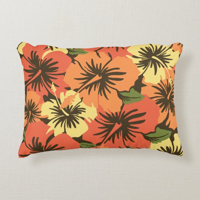 Epic Hibiscus Hawaiian Floral Aloha Shirt Print Decorative Cushion (Front)