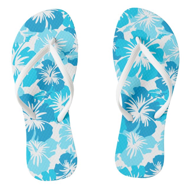 Epic Hibiscus Hawaiian Floral Aloha Shirt Print Flip Flops (Footbed)